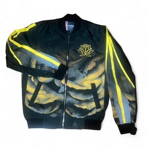 NBA JH Design Men's Embroidered Warriors Lotus Bomber Jacket SZ S NWT